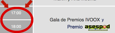 Horario de los premios de podcasting 2019